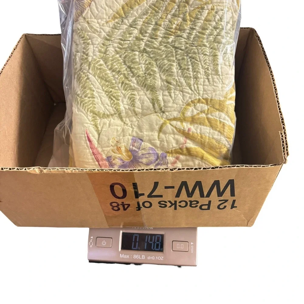 Liz Claiborne Tropical Botanical Quilted Pillow Shams Set of 2 Yellow Standard